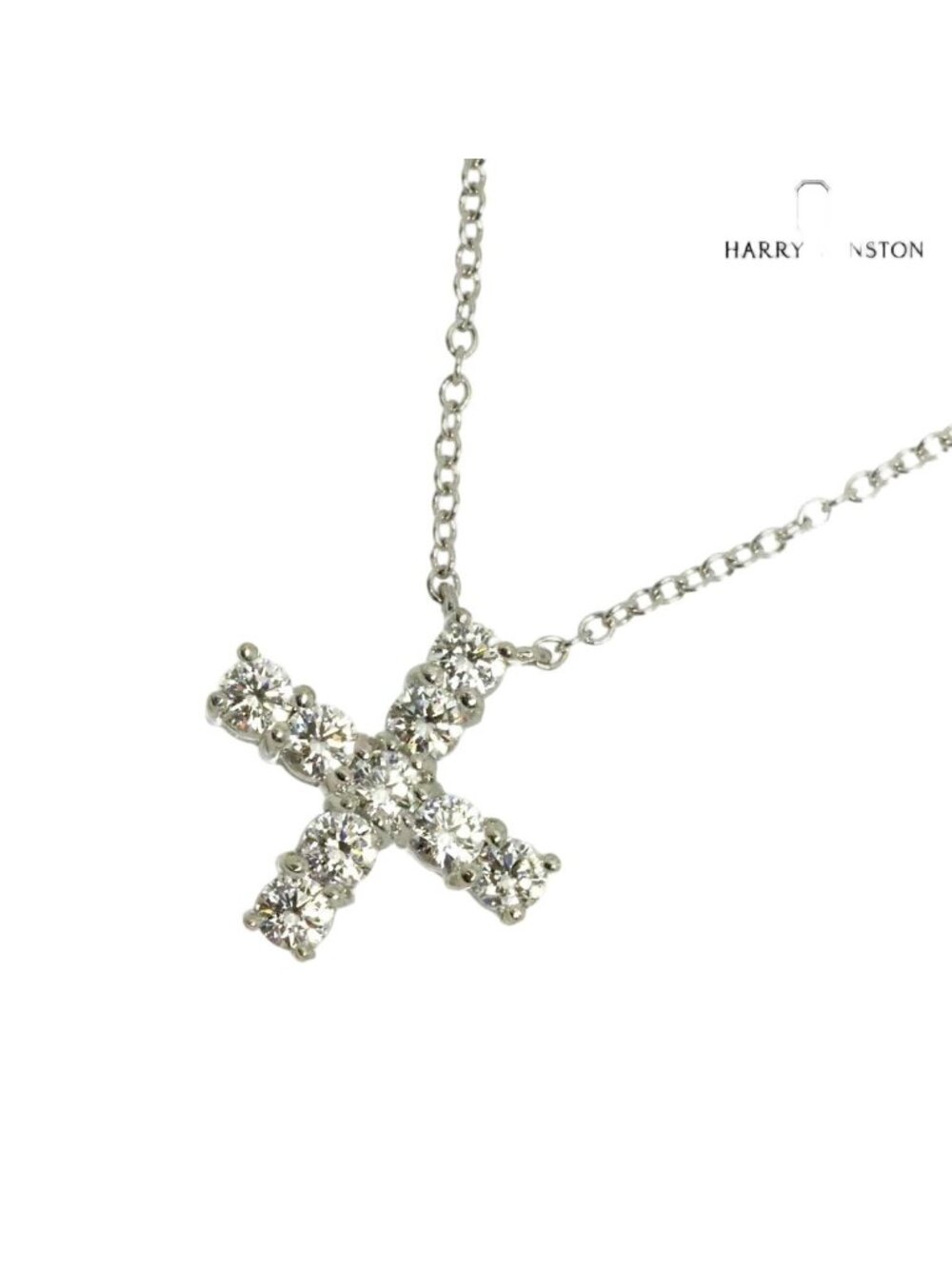 Harry Winston Mini Cross Diamond Necklace 42 cm Pt Platinum